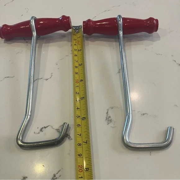 Vintage Wooden Handle Sturdy Metal Boot Strap Hook Puller 7" Long Mating Pair - Picture 11 of 11